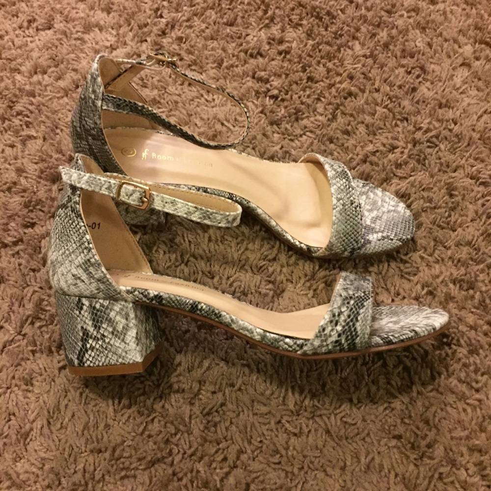 Snakeskin Block Heel Sandals